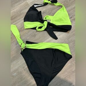 womens neon two piece bathing suit